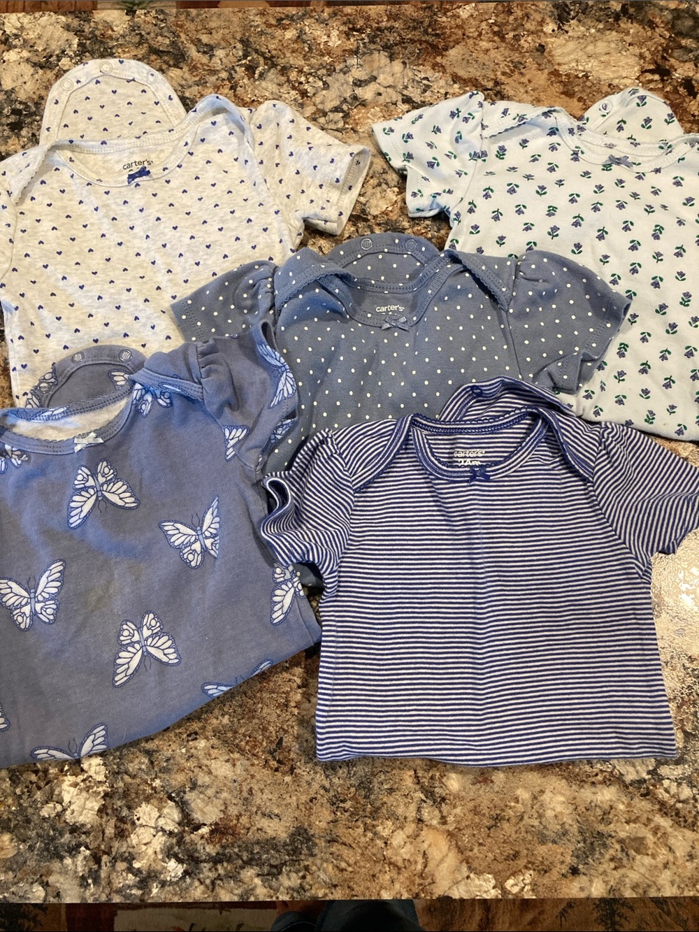 Carter's Blue and White Short-Sleeve Baby Tops Set